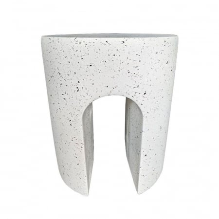 Masute Laterale - Masă laterală terrazzo alb sculptural Nest 2