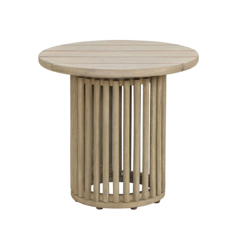 Masă laterală rotundă din lemn de acacia bej