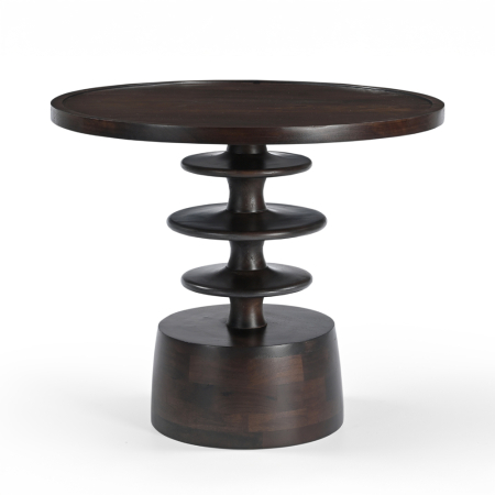 Mobilier - Masă laterală rotundă din lemn de mango maro inchis