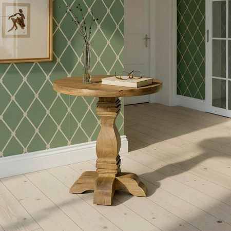 Masă laterală rotundă lemn masiv de mango rustic elegant