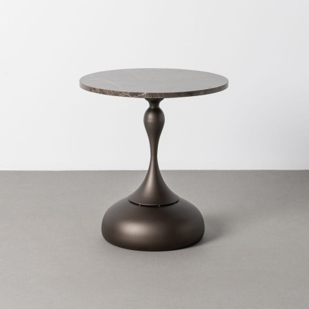 Mobilier - Masă laterală rotundă marmură neagră bază sculpturală