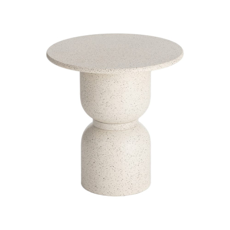 Mese - Masă laterală rotundă albă cu finisaj terrazzo