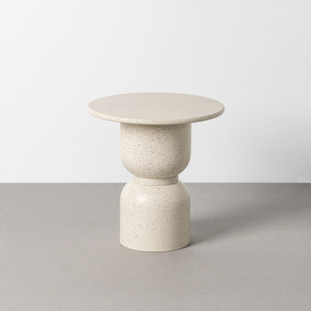 Mobilier - Masă laterală rotundă albă cu finisaj terrazzo