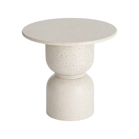 Mese - Masă laterală rotundă albă terrazzo bază volumetrică
