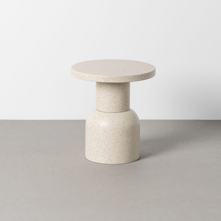 Mobilier - Masă laterală rotundă metal alb terrazzo bază cilindrică