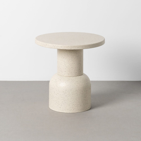 Mobilier - Masă laterală rotundă metal alb terrazzo bază volumetrică