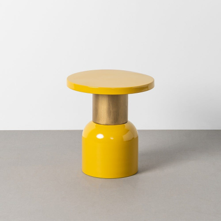 Masute Laterale - Masă laterală rotundă metal galben muștar lucios