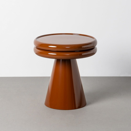 Mobilier - Masă laterală rotundă maro cu blat inelar dublu