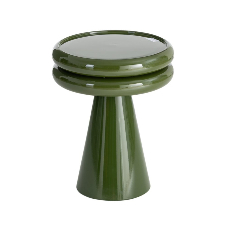 Mese - Masă laterală rotundă verde cu blat inelar dublu