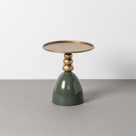Mobilier - Masă laterală rotundă verde cu blat tip tavă auriu