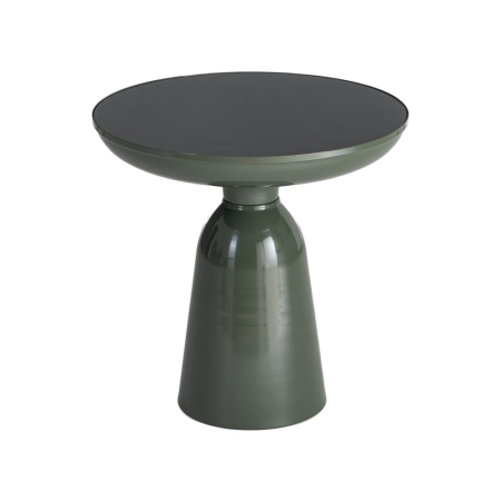 Mese - Masă laterală rotundă sticlă verde blat tip tavă