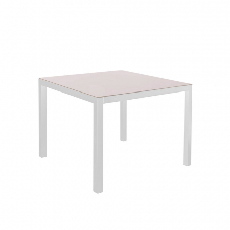 Mobilier Gradina - Masă Thais albă – 80 cm, vedere de sus cu sticlă