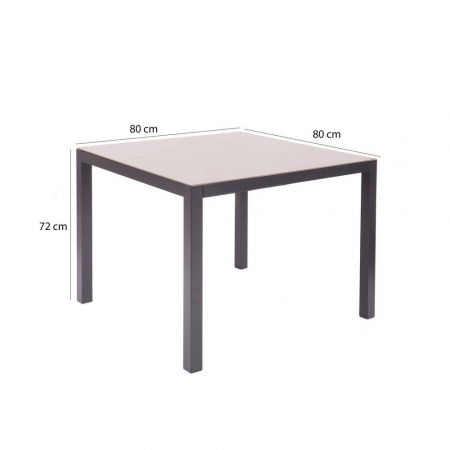 Masă Thais Charcoal – 80 cm, cu cadru antracit și blat din sticlă [3]
