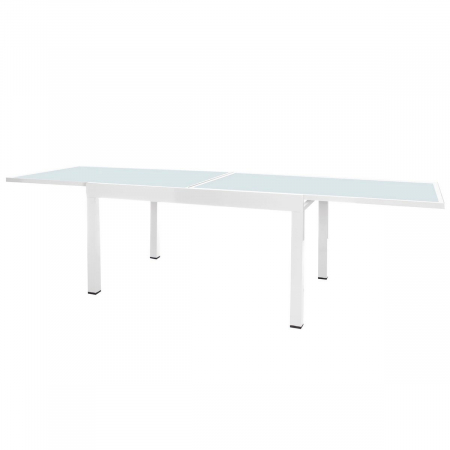 Masă Thais extensibilă albă – aluminiu și sticlă pentru exterior modern [2]