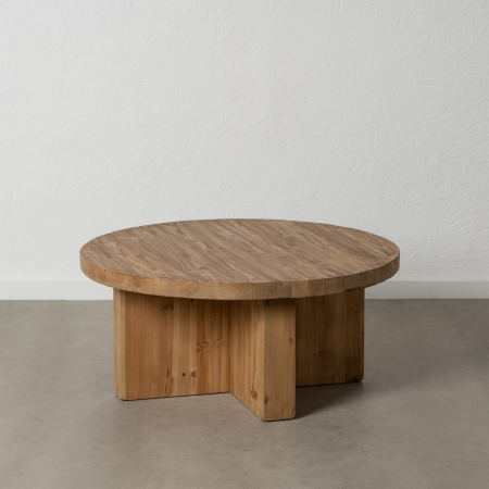 Scaune in Stil Japandi - Masuta living rotunda lemn pin reciclat rustica