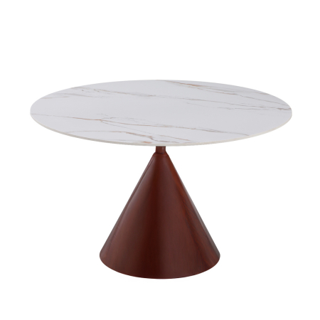 Mese - Masă rotundă de dining din ceramică albă cu aspect de marmură
