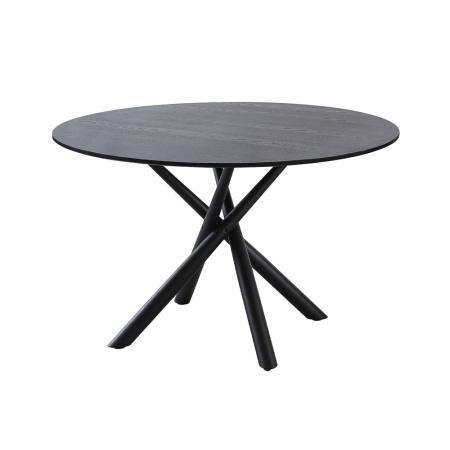 Stil de design - Masă rotundă de dining din furnir de stejar negru