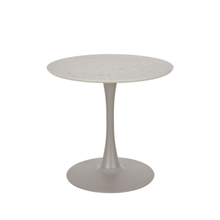 Mese - Masă rotundă de dining din MDF melaminat gri cu aspect de marmură