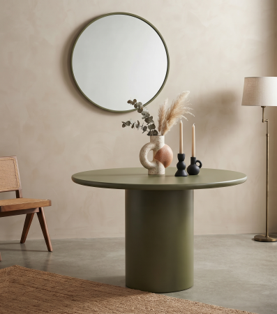 Mese Dining - Masă rotundă de dining din MDF vopsit verde olive