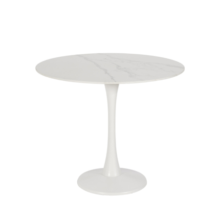 Stil de design - Masă rotundă de dining din piatră sinterizată albă