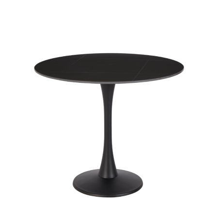 Stil de design - Masă rotundă de dining din piatră sinterizată neagră
