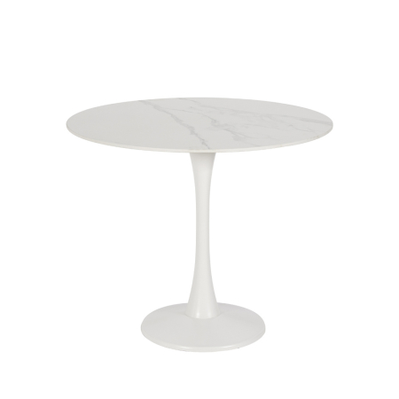 Mobilier Gradina in Stil Minimalist - Masă rotundă de dining și grădină din piatră sinterizată albă