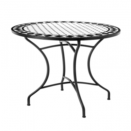 Industrial - Masă About 90 cm ceramică vitrificată alb-negru