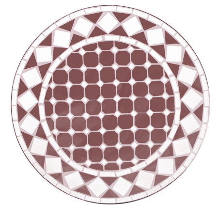 Masă ceramică vitrificată 60 cm – alb-taupe, cu bază curbată din fier [1]