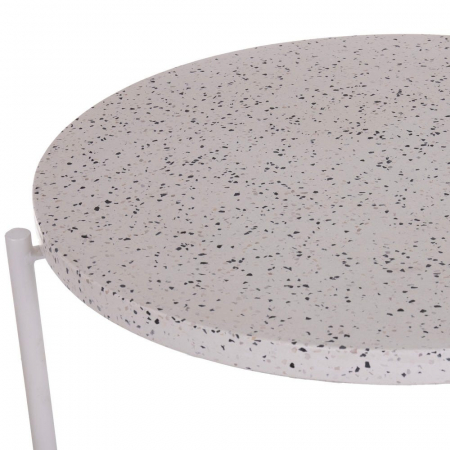 masă terrazzo rotundă – alb mat, design modern cu influențe industriale [2]