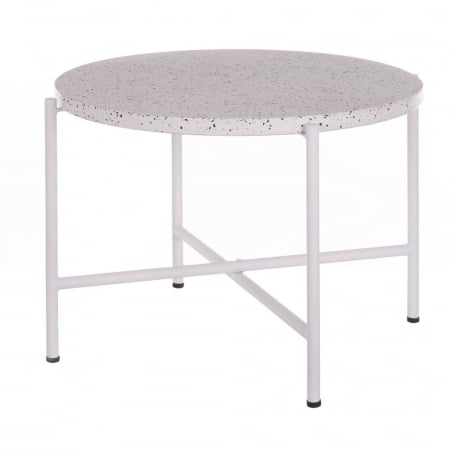 Mobilier Gradina - masă terrazzo rotundă – alb mat, design modern cu influențe industriale