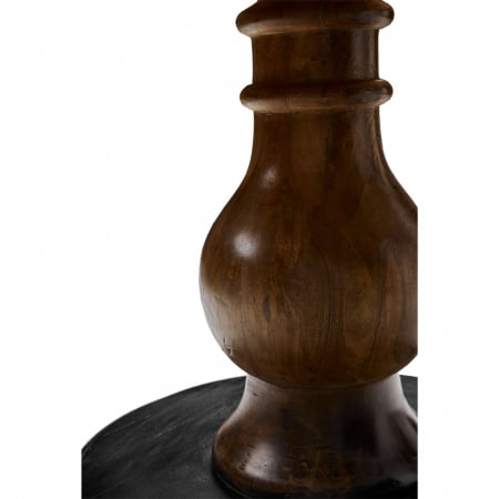 Masă rotundă Magnolia – imagine laterală cu blat natur și picior central sculptat [6]