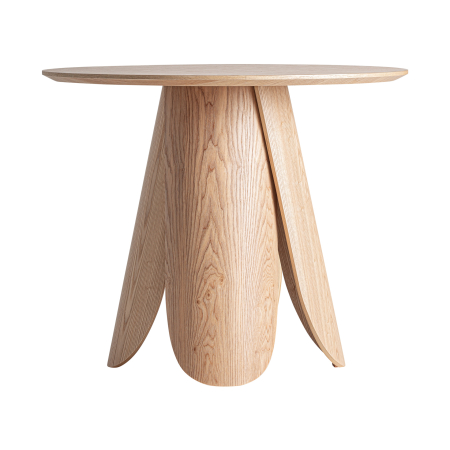 Mese Dining - Masă rotundă din lemn deschis cu bază sculpturală pentru dining