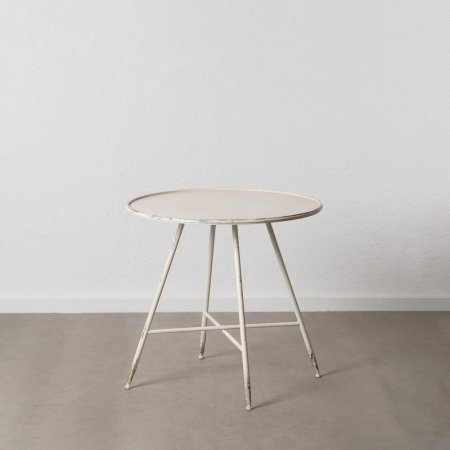 Masute Laterale - masa rotunda metal crem vintage