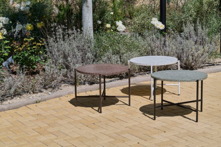 masă terrazzo gri – rotundă, cadru negru, design minimalist industrial [1]