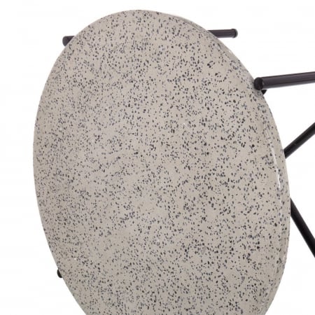 masă terrazzo gri – rotundă, cadru negru, design minimalist industrial [6]