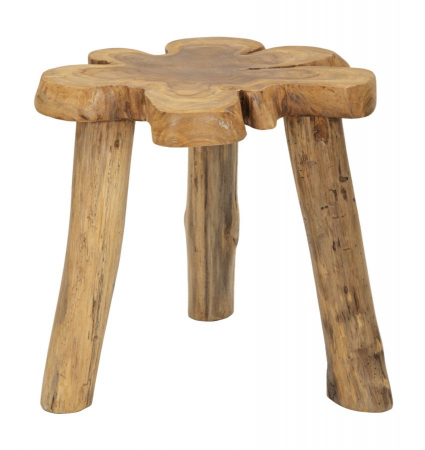 Masute Laterale - Măsuță rustică din lemn tec reciclat cu design neregulat sculptat manual