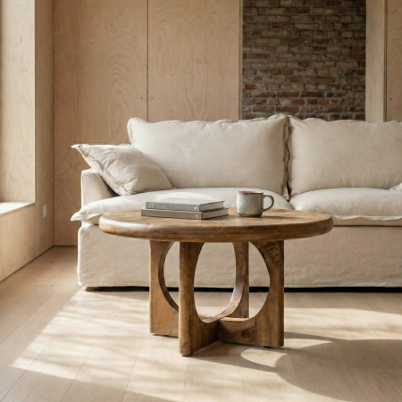 Masute Cafea - Măsuță de cafea joasă rotundă din lemn de mango