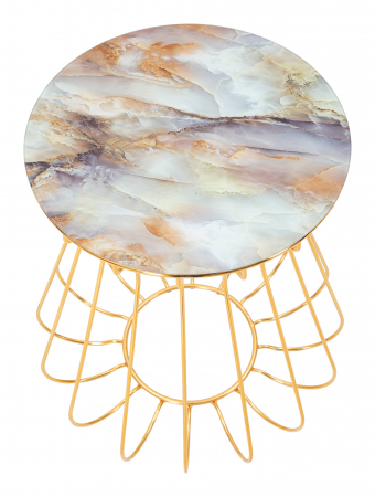 Masuta cafea aurie cu blat multicolor Lale | creativdeco.ro [2]