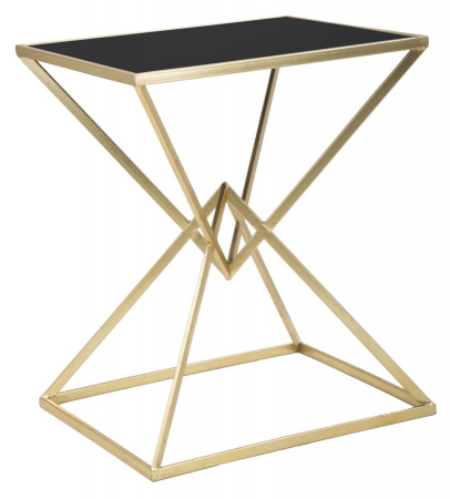 Masute Cafea - Masuta consola aurie cu blat negru Piramid | creativdeco.ro
