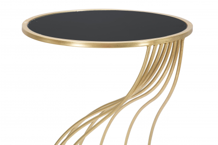 Masuta consola Flush,fier/sticla,auriu/negru [4]