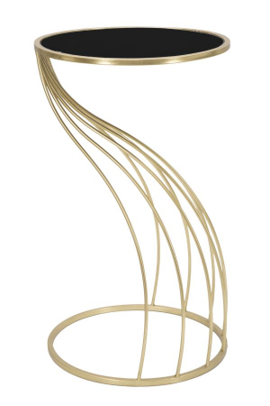 Masute Laterale - Masuta consola Flush,fier/sticla,auriu/negru