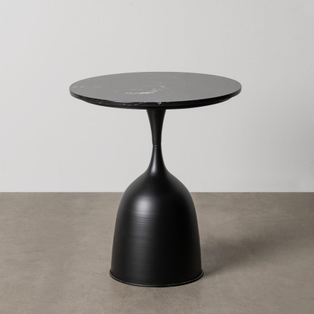 Colectia noua - Măsuță de accent rotundă din metal negru și marmură – imagine principală