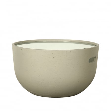 Mobilier - cap masuta cafea ciment deschis rotunda sticla securizata design minimalist modern