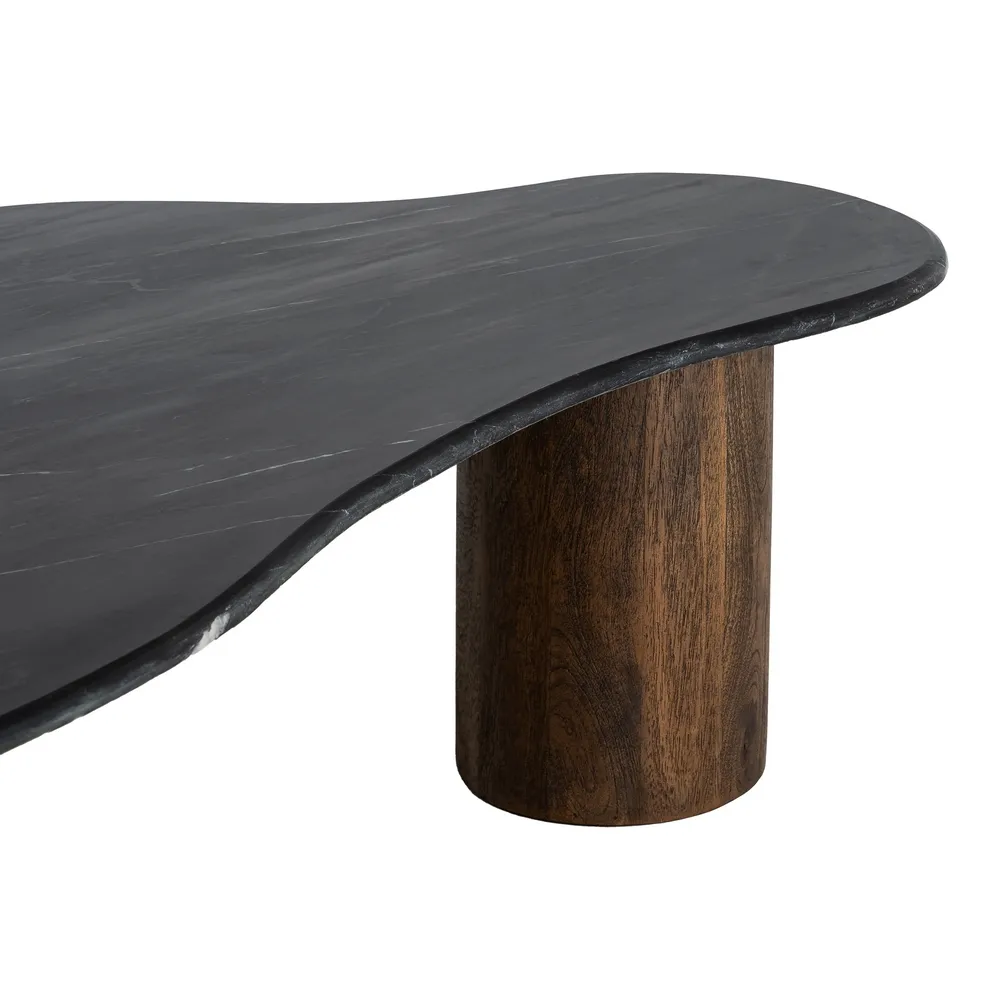 Măsuță de cafea din marmură neagră cu bază din lemn de mango [2]