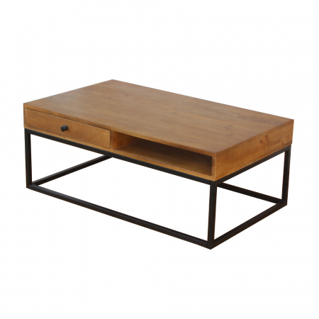 masuta cafea cassetto sertar lemn mango cadru negru industrial practic [5]