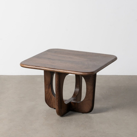 Masute Cafea - Măsuță de cafea din lemn de mango cu blat pătrat și bază arhitecturală