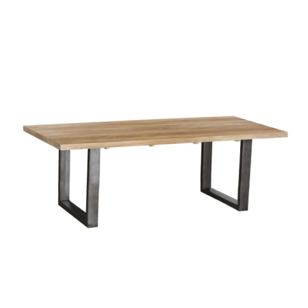 Mobilier - Măsuță de cafea din lemn de mango maro cu picioare metalice negre