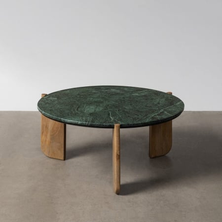Măsuță de cafea din marmură verde și bază din lemn de mango – fotografie produs principal Colectia noua - Măsuță de cafea din marmură verde și bază din lemn de mango – fotografie produs principal