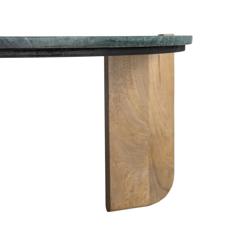 Măsuță de cafea din marmură verde și bază din lemn de mango – fotografie produs principal [6]