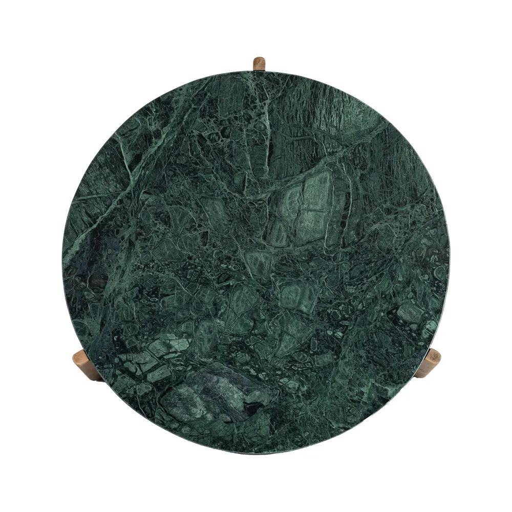 Măsuță de cafea din marmură verde și bază din lemn de mango – fotografie produs principal [4]